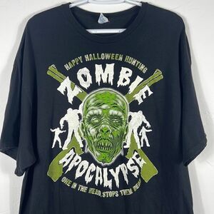 🧟‍♂️🔥 ZOMBIE APOCALYPSE Happy Halloween Hunting Horror Graphic Tee - 2XL - EUC